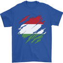 Torn Hungary Flag Hungarian Day Football Mens T-Shirt 100% Cotton Royal Blue