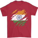 Torn India Flag Indian Day Football Mens T-Shirt 100% Cotton Red