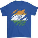 Torn India Flag Indian Day Football Mens T-Shirt 100% Cotton Royal Blue