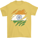 Torn India Flag Indian Day Football Mens T-Shirt 100% Cotton Yellow