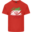 Torn Iran Flag Iranian Day Football Mens Cotton T-Shirt Tee Top Red