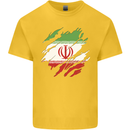 Torn Iran Flag Iranian Day Football Mens Cotton T-Shirt Tee Top Yellow