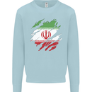 Torn Iran Flag Iranian Day Football Mens Sweatshirt Jumper Light Blue