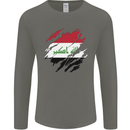 Torn Iraq Flag Iraqi Day Football Mens Long Sleeve T-Shirt Charcoal