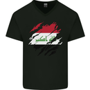 Torn Iraq Flag Iraqi Day Football Mens V-Neck Cotton T-Shirt Black