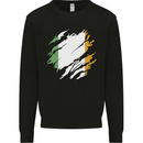 Torn Ireland Flag Irish St Patricks Day Football Mens Sweatshirt Jumper Black