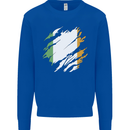 Torn Ireland Flag Irish St Patricks Day Football Mens Sweatshirt Jumper Royal Blue