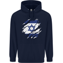 Torn Israel Flag Israeli Day Football Mens 80% Cotton Hoodie Navy Blue