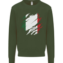 Torn Italy Flag Italians Day Football Mens Sweatshirt Jumper Forest Green