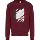 Torn Italy Flag Italians Day Football Mens Sweatshirt Jumper Maroon