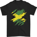 Torn Jamaican Flag Jamaica Day Football Mens T-Shirt 100% Cotton Black