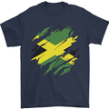 Torn Jamaican Flag Jamaica Day Football Mens T-Shirt 100% Cotton Navy Blue
