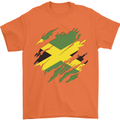 Torn Jamaican Flag Jamaica Day Football Mens T-Shirt 100% Cotton Orange