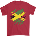 Torn Jamaican Flag Jamaica Day Football Mens T-Shirt 100% Cotton Red