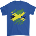 Torn Jamaican Flag Jamaica Day Football Mens T-Shirt 100% Cotton Royal Blue