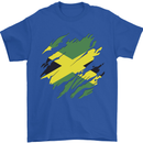 Torn Jamaican Flag Jamaica Day Football Mens T-Shirt 100% Cotton Royal Blue
