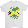 Torn Jamaican Flag Jamaica Day Football Mens T-Shirt 100% Cotton White
