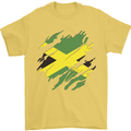 Torn Jamaican Flag Jamaica Day Football Mens T-Shirt 100% Cotton Yellow