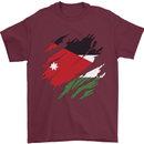 Torn Jordan Flag Jordanian Day Football Mens T-Shirt 100% Cotton Maroon