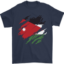 Torn Jordan Flag Jordanian Day Football Mens T-Shirt 100% Cotton Navy Blue