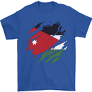 Torn Jordan Flag Jordanian Day Football Mens T-Shirt 100% Cotton Royal Blue