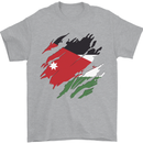 Torn Jordan Flag Jordanian Day Football Mens T-Shirt 100% Cotton Sports Grey