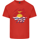 Torn Kiribati Flag Day Football Mens Cotton T-Shirt Tee Top Red