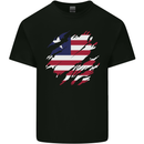 Torn Liberia Flag Liberian Day Football Mens Cotton T-Shirt Tee Top Black