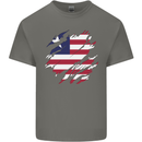 Torn Liberia Flag Liberian Day Football Mens Cotton T-Shirt Tee Top Charcoal