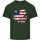 Torn Liberia Flag Liberian Day Football Mens Cotton T-Shirt Tee Top Forest Green