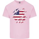 Torn Liberia Flag Liberian Day Football Mens Cotton T-Shirt Tee Top Light Pink