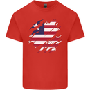Torn Liberia Flag Liberian Day Football Mens Cotton T-Shirt Tee Top Red