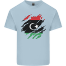 Torn Libya Flag Libyan Day Football Mens Cotton T-Shirt Tee Top Light Blue