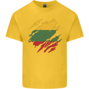 Torn Lithuania Flag Lithuania Day Football Kids T-Shirt Childrens Yellow