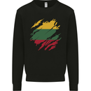Torn Lithuania Flag Lithuania Day Football Mens Sweatshirt Jumper Black