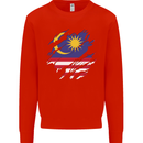 Torn Malaysia Flag Malaysian Day Football Kids Sweatshirt Jumper Bright Red