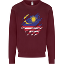 Torn Malaysia Flag Malaysian Day Football Kids Sweatshirt Jumper Maroon