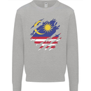 Torn Malaysia Flag Malaysian Day Football Kids Sweatshirt Jumper Sports Grey