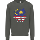 Torn Malaysia Flag Malaysian Day Football Kids Sweatshirt Jumper Storm Grey
