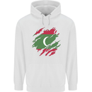 Torn Maldives Flag Maldivian Day Football Mens 80% Cotton Hoodie White
