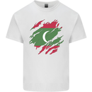 Torn Maldives Flag Maldivian Day Football Mens Cotton T-Shirt Tee Top White