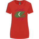 Torn Maldives Flag Maldivian Day Football Womens Wider Cut T-Shirt Red