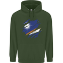 Torn Marshall Islands Flag Day Football Mens 80% Cotton Hoodie Forest Green