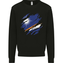 Torn Marshall Islands Flag Day Football Mens Sweatshirt Jumper Black