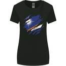 Torn Marshall Islands Flag Day Football Womens Wider Cut T-Shirt Black