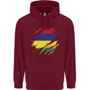 Torn Mauritius Flag Mauritians Day Football Mens 80% Cotton Hoodie Maroon