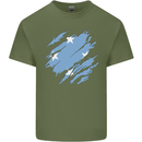 Torn Micronesia Flag Micronesian Day Football Mens Cotton T-Shirt Tee Top Military Green