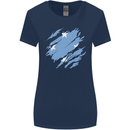 Torn Micronesia Flag Micronesian Day Football Womens Wider Cut T-Shirt Navy Blue