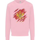 Torn Montenegro Flag Montenegrin Day Football Kids Sweatshirt Jumper Light Pink