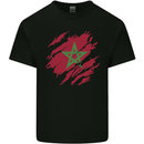 Torn Morocco Flag Moroccan Day Football Mens Cotton T-Shirt Tee Top Black